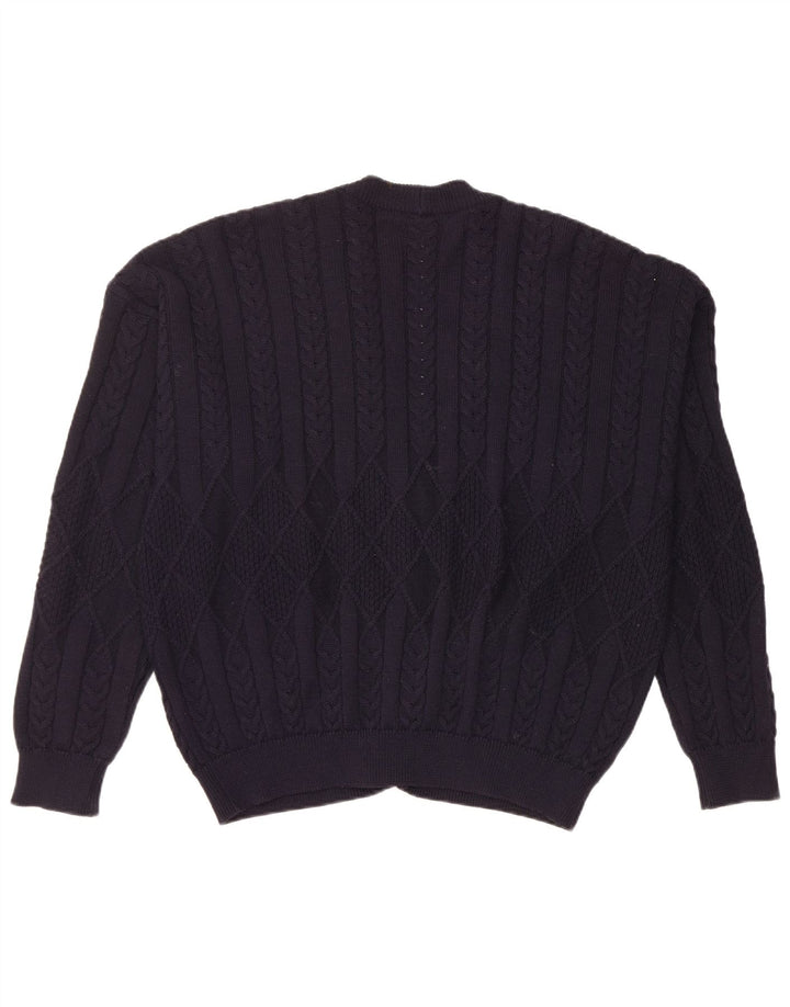 Maglione cardigan da uomo Navigare grande in lana blu navy