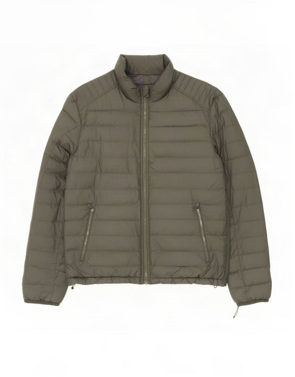 Massimo Dutti Mens Padded Jacket UK 40 Large Khaki Polyester