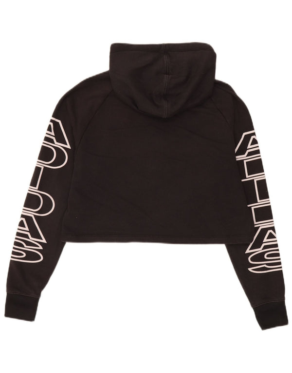 Felpa con cappuccio oversize con grafica corta Adidas da donna UK 6 XS cotone nero
