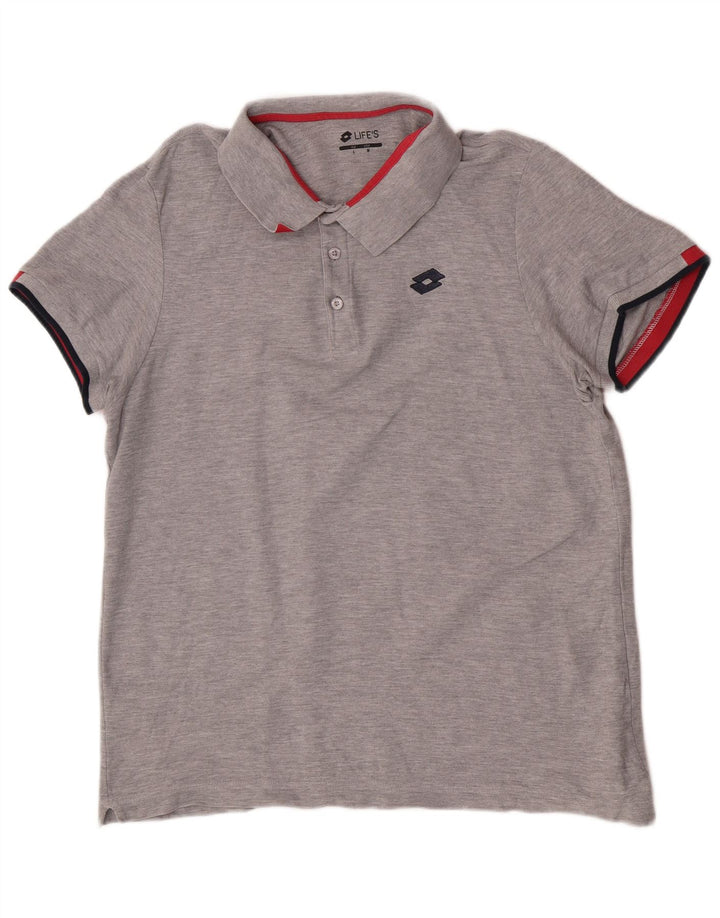 Polo da uomo Lotto Life grigio medio chiazzato