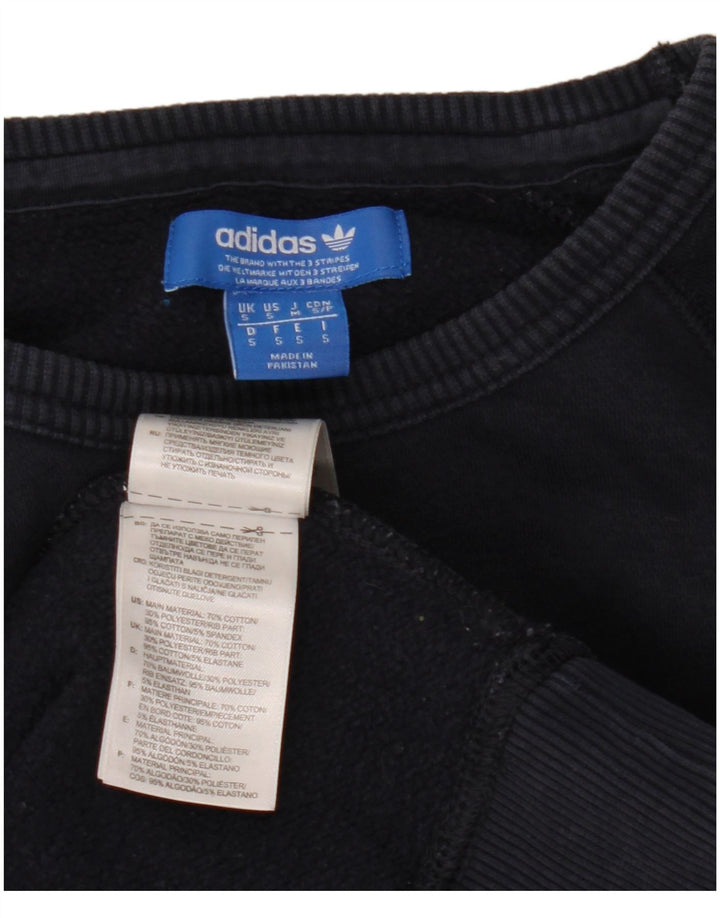 Felpa grafica da uomo Adidas piccola in cotone blu navy