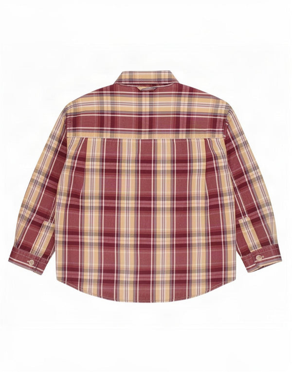 Timberland Boys Shirt 3-4 Years Burgundy Check Cotton