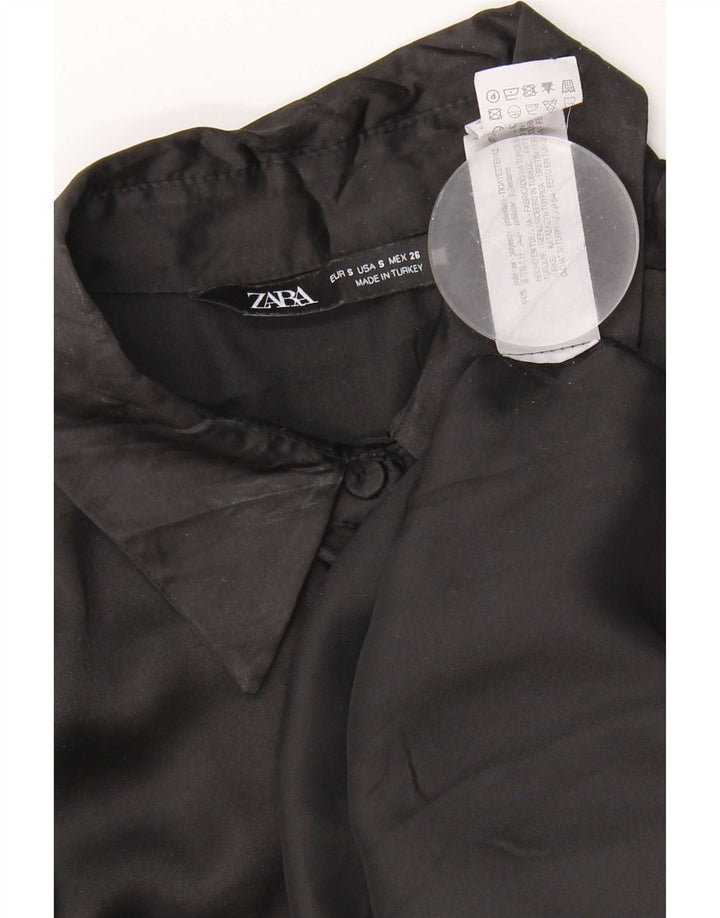 Camicetta camicia oversize da donna Zara UK 10 piccola poliestere nero