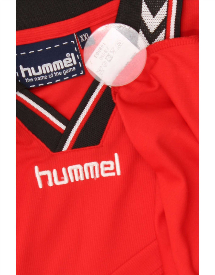 Polo grafica da uomo Hummel 2XL Poliestere color block rosso