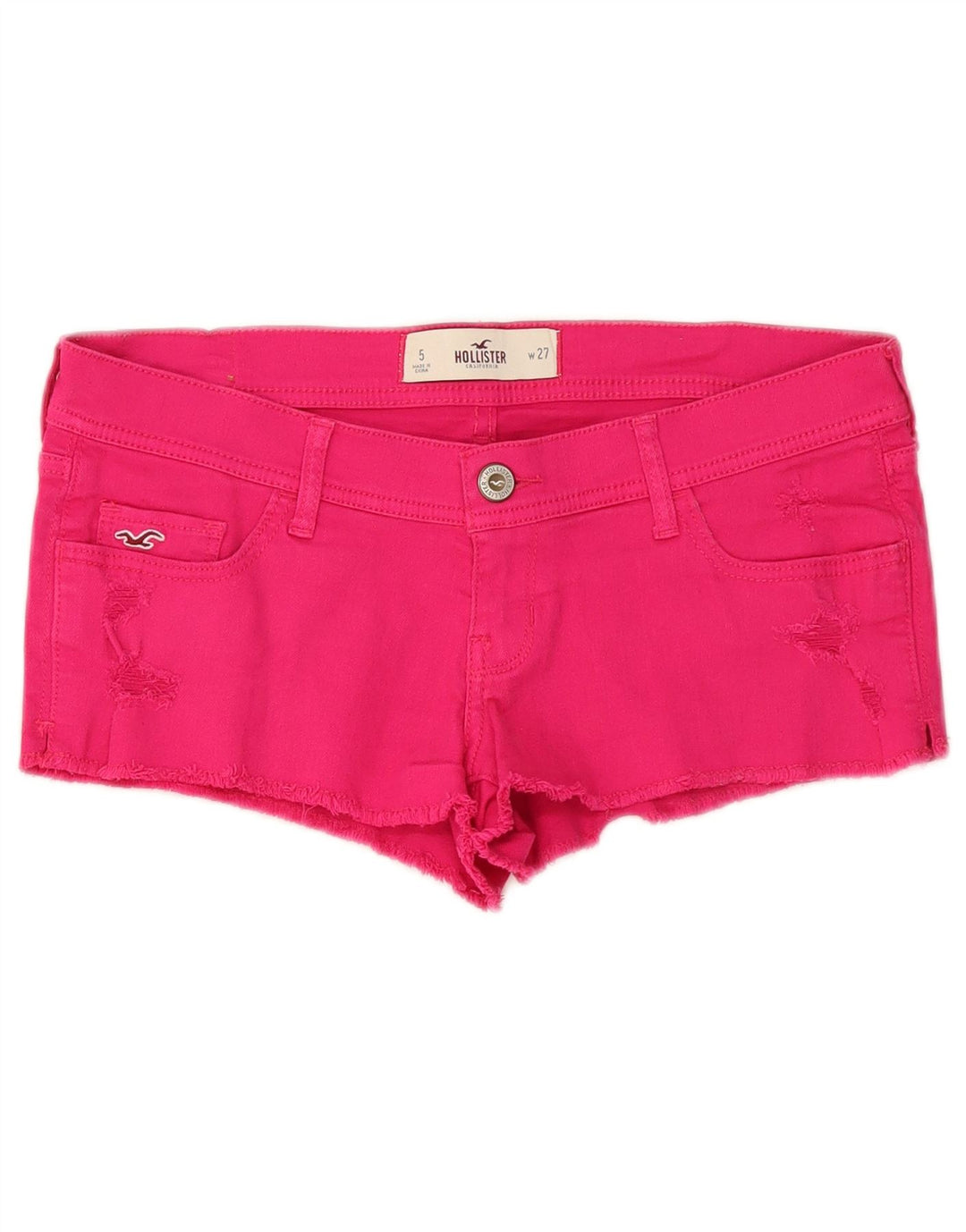 Pantaloni caldi Hollister da donna in denim effetto invecchiato US 5 Small W27 Rosa