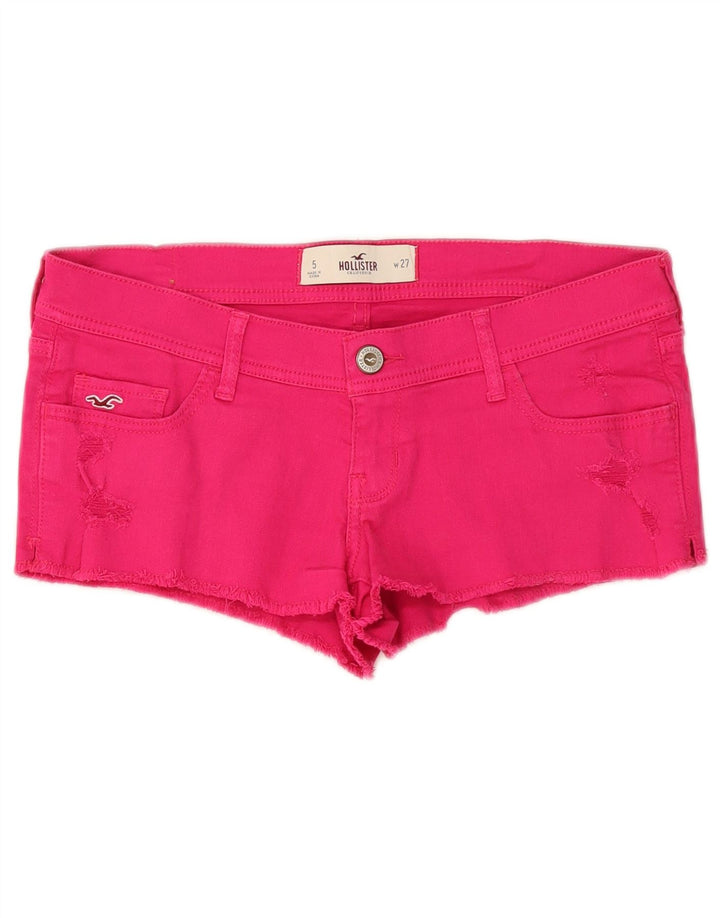 Pantaloni caldi Hollister da donna in denim effetto invecchiato US 5 Small W27 Rosa