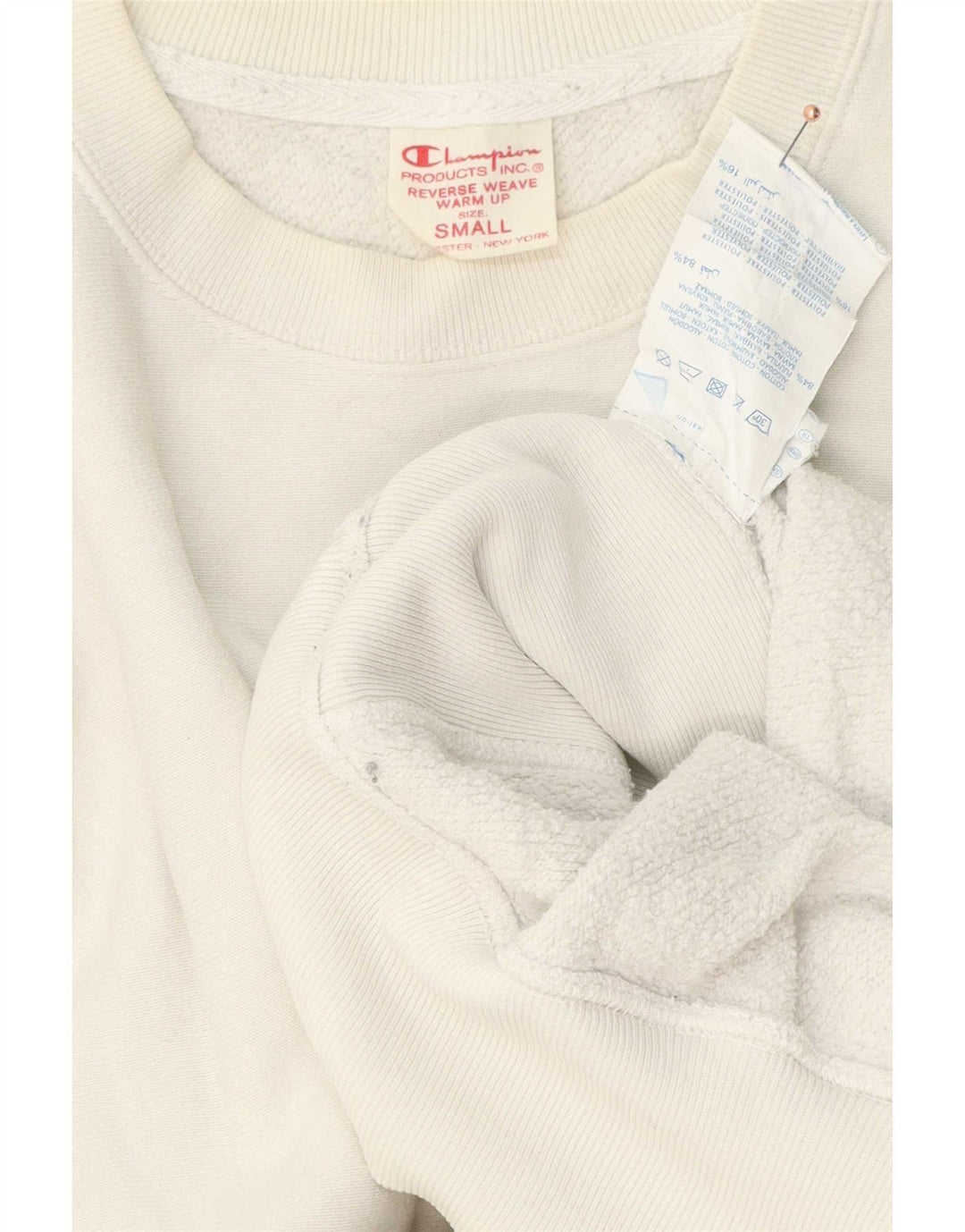 Felpa Champion da uomo con trama inversa, maglione piccolo in cotone bianco