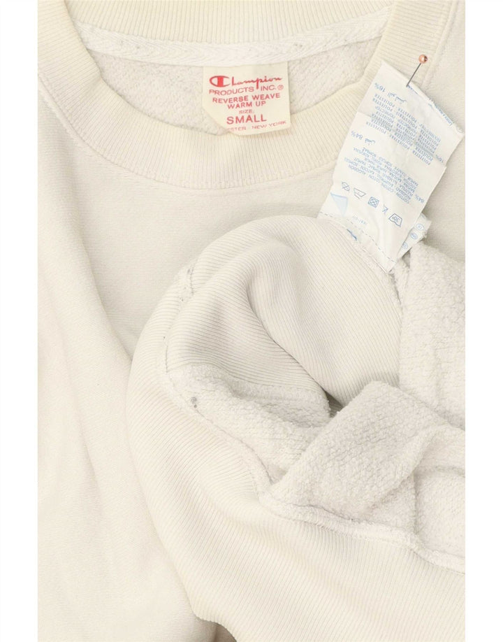 Felpa Champion da uomo con trama inversa, maglione piccolo in cotone bianco