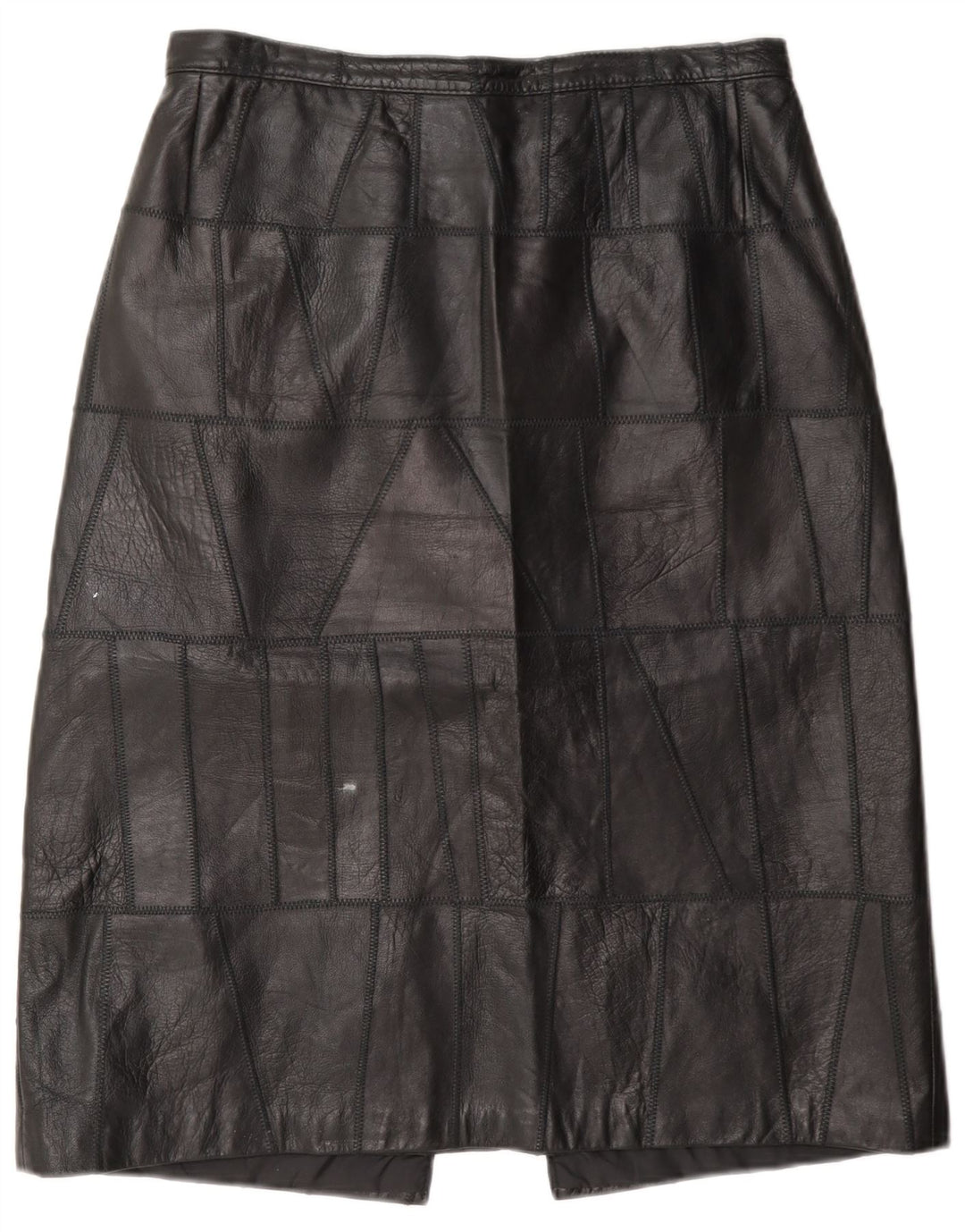 Gonna in pelle vintage da donna W28 piccola nera