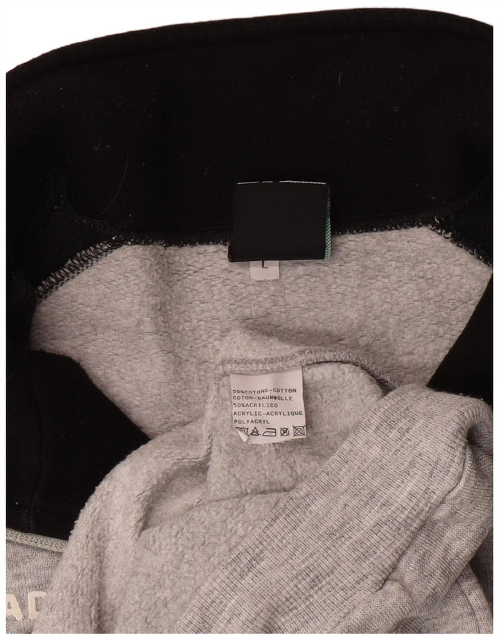 Felpa Diadora da uomo con zip e collo, grande, in cotone color block grigio