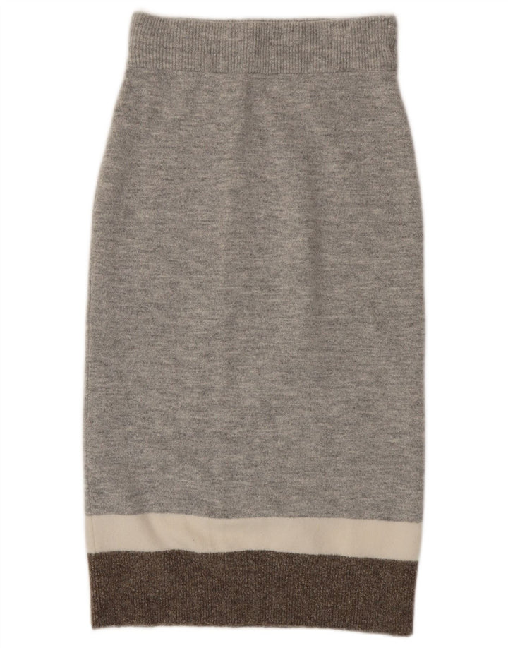 Gonna tubino lavorata a maglia da donna Massimo Dutti piccola W27 grigio color block