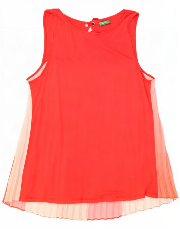 Camicetta senza maniche da donna Benetton UK 10 Small Red Colourblock