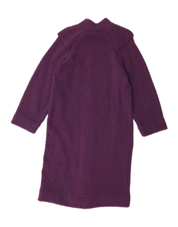 Maglione cardigan oversize con linea lunga da donna vintage UK 8 piccolo viola