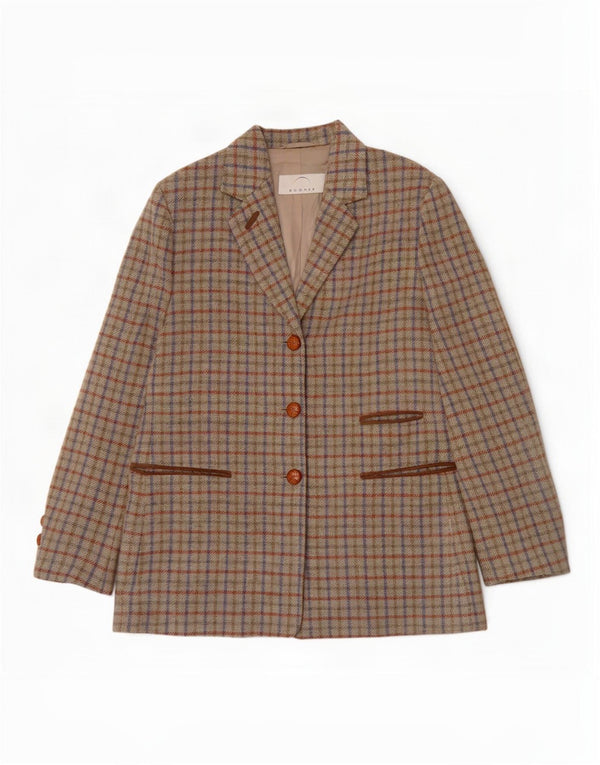 Giacca blazer da donna a 3 bottoni Bogner UK 14 grande quadri verdi