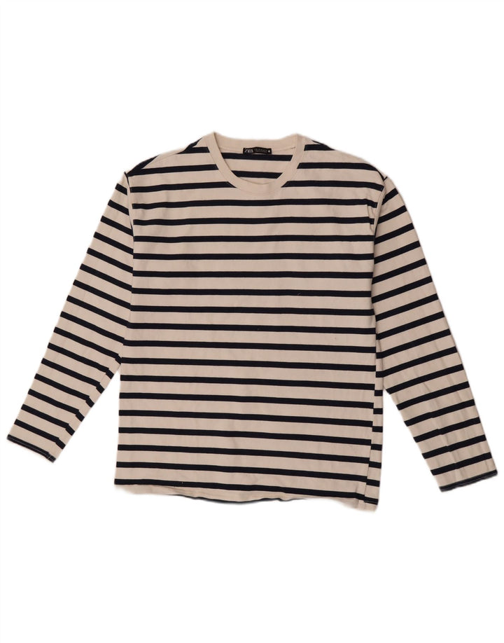 Top Zara da donna a maniche lunghe UK 12 a righe bianche medie