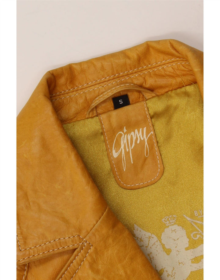 GIPSY Womens Leather Jacket UK 10 Small Yellow Leather Vintage Gipsy and Second-Hand Gipsy from Messina Hembry 