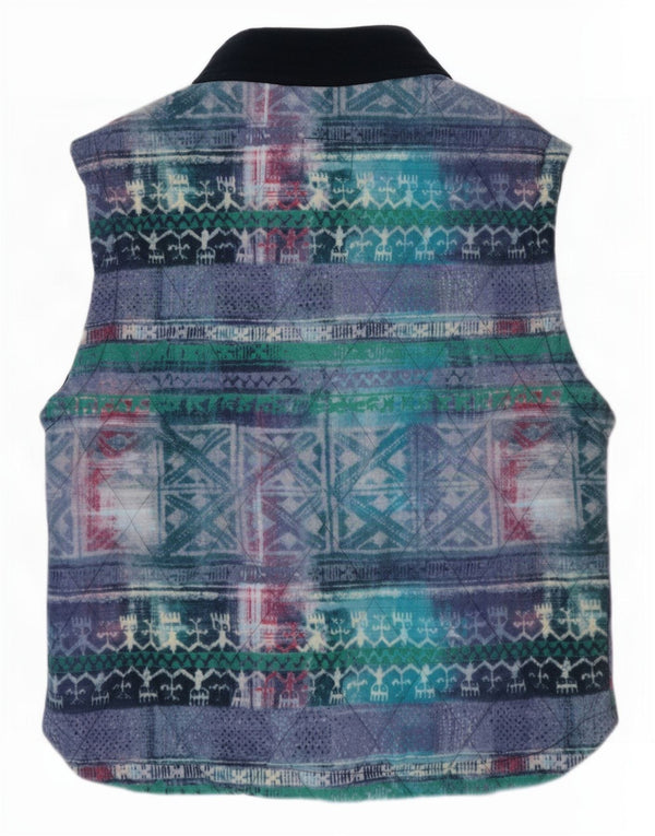 Gilet trapuntato da uomo vintage UK 40 grande blu geometrico