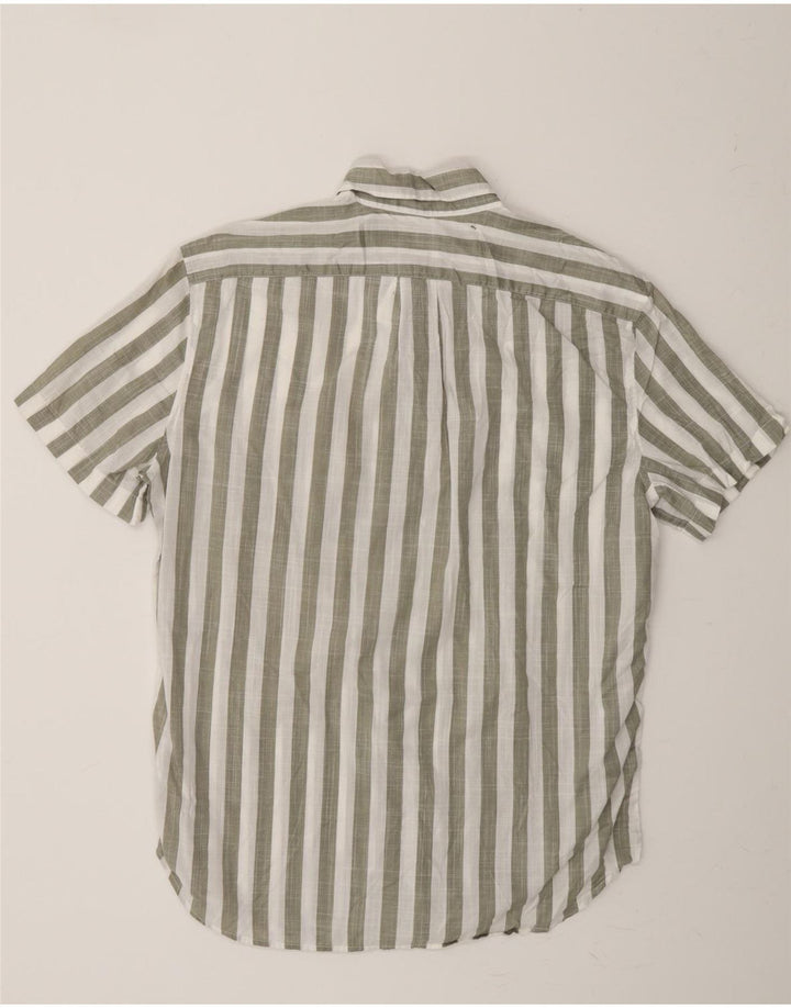 J. CREW Mens Classic Fit Short Sleeve Shirt Medium Grey Striped Cotton Vintage J. Crew and Second-Hand J. Crew from Messina Hembry 