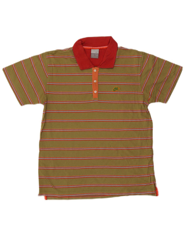 Polo Nike da uomo in cotone a righe verde medio