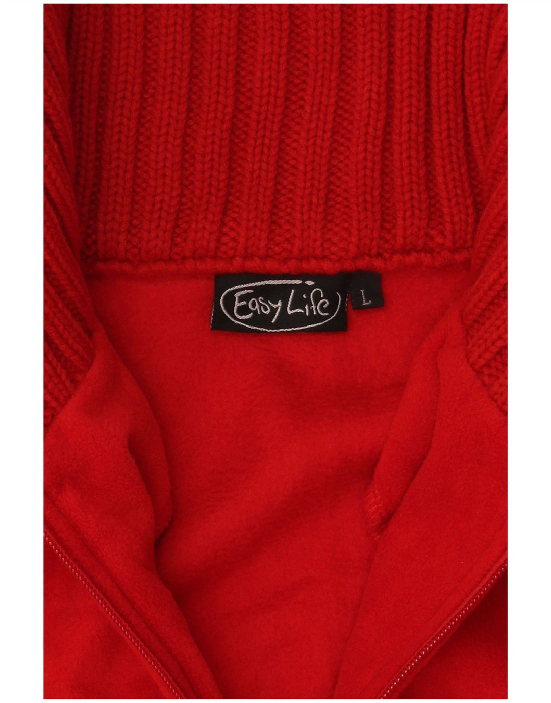 Giacca da tuta da donna vintage UK 16 grande poliestere rosso Fair Isle