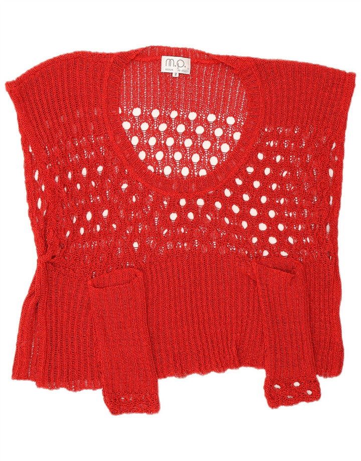 Top corto oversize da donna vintage UK 2 2XS Rosso