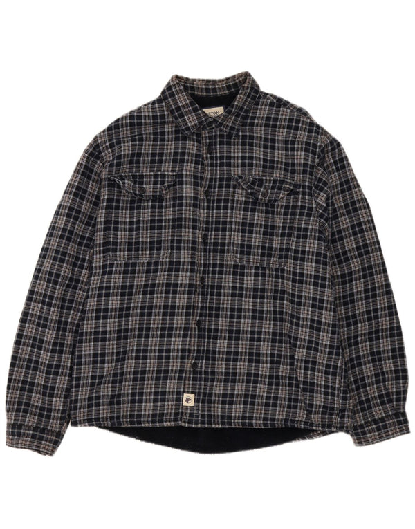 Camicia vintage in flanella da boscaiolo da uomo 2XL in cotone a quadri blu navy