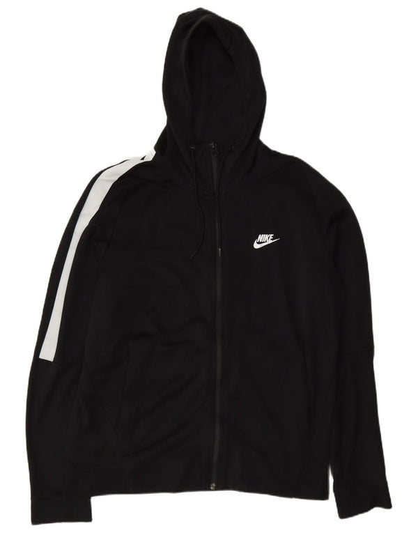 Felpa con cappuccio e zip Nike da uomo, grande, in cotone color block nero