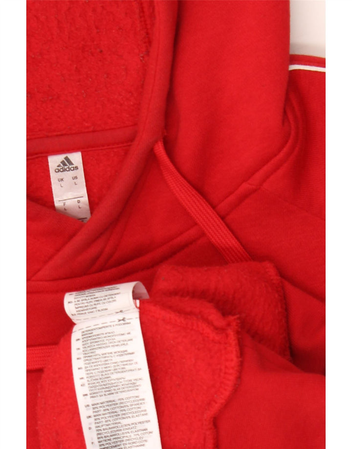 Felpa con cappuccio da uomo Adidas Large rossa in cotone