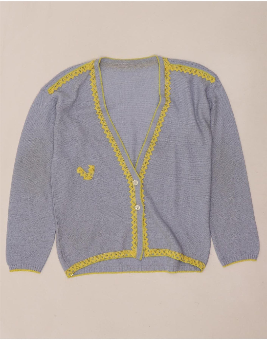 Maglione cardigan da donna vintage UK 14 blu medio