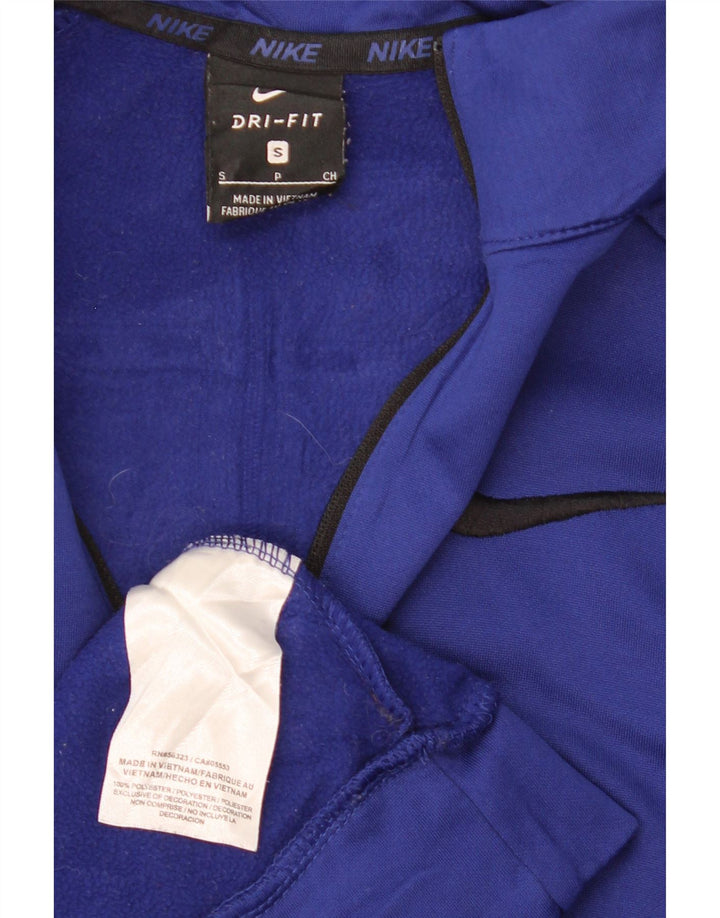 NIKE Felpa da uomo Dri Fit con zip e collo maglione piccolo blu in poliestere