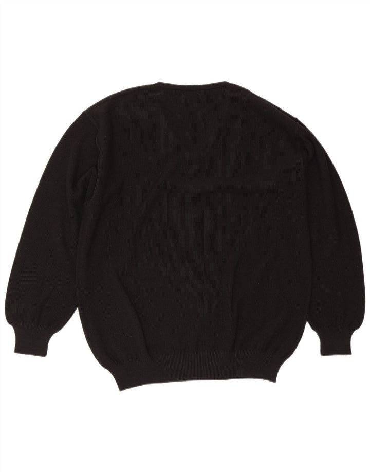 Maglione da uomo con scollo a V Il Granchio, grande, in lana nera