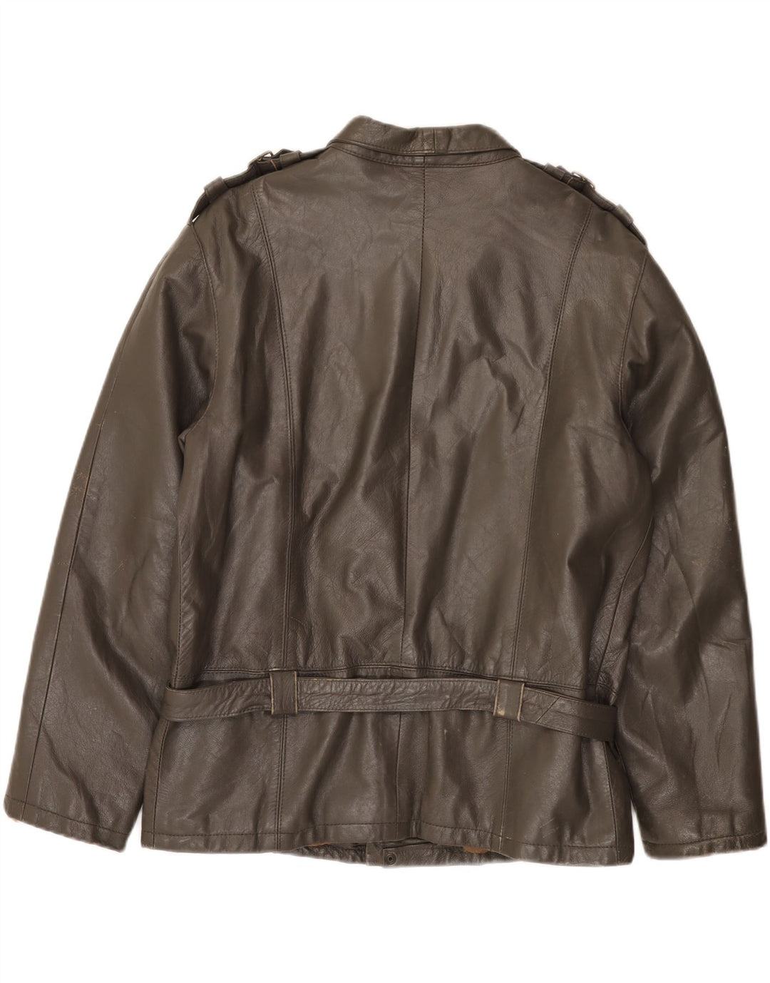 Giacca in pelle militare vintage da uomo IT 52 XL Grigia