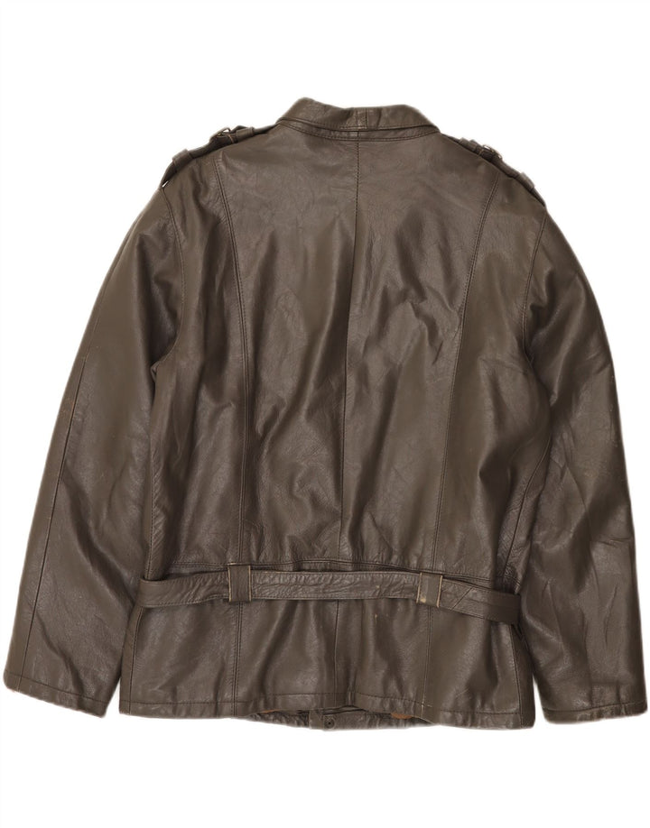 Giacca in pelle militare vintage da uomo IT 52 XL Grigia