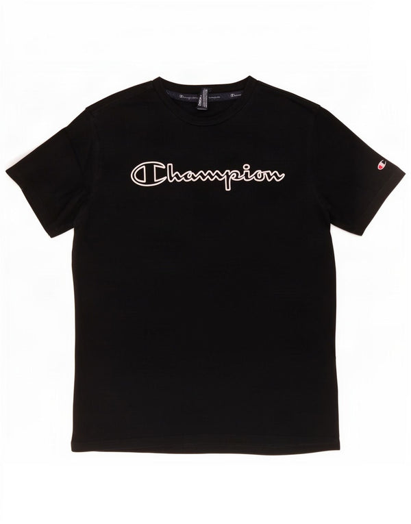 T-shirt grafica da uomo Champion Top in cotone nero medio