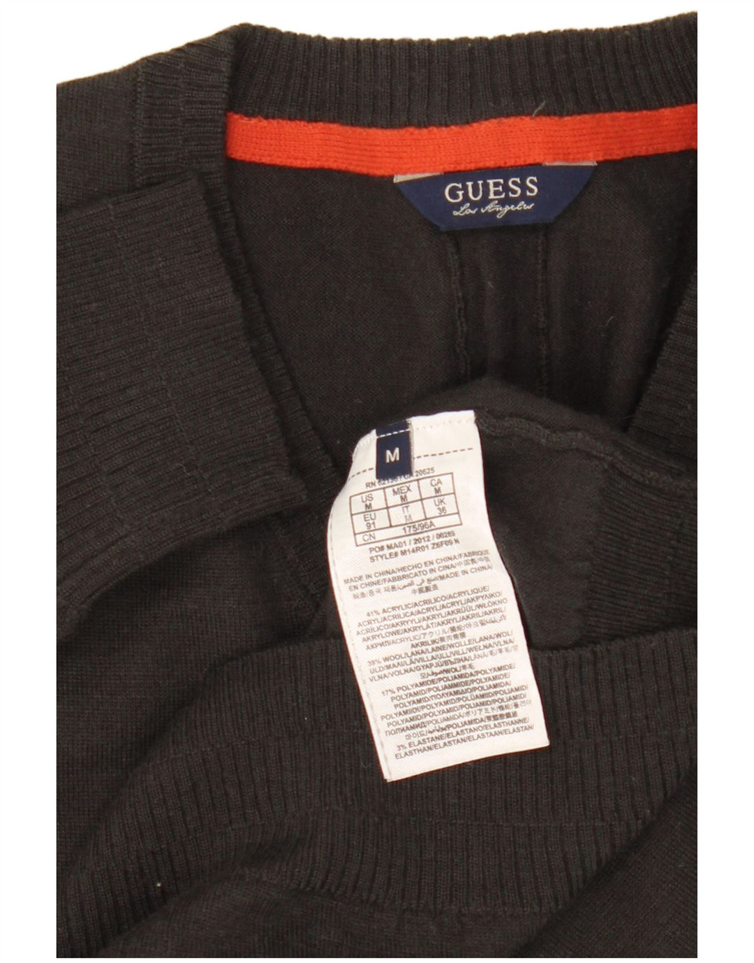 Guess Maglione da uomo con scollo a V in acrilico grigio medio