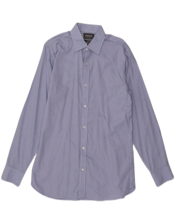 BONOBOS Camicia da uomo slim fit su misura taglia 16 grande cotone blu