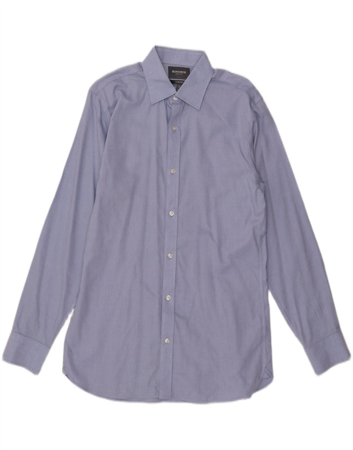 BONOBOS Camicia da uomo slim fit su misura taglia 16 grande cotone blu