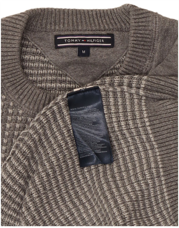 Maglione maglione girocollo da uomo Tommy Hilfiger in cotone geometrico grigio medio