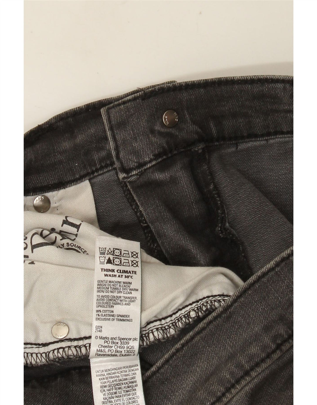 MARKS & SPENCER Jeans dritti da uomo W34 L29 Cotone grigio