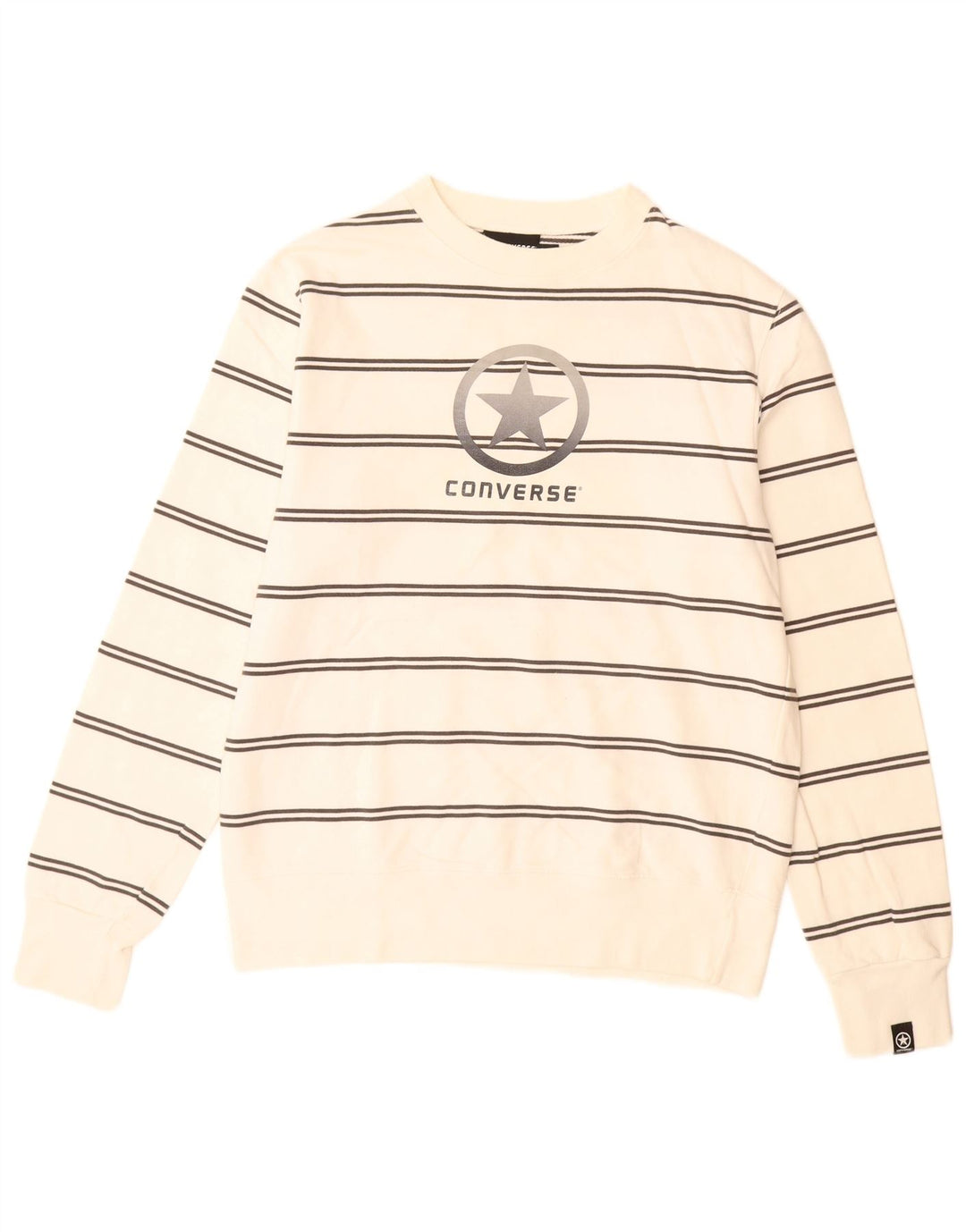 CONVERSE Felpa grafica da uomo Maglione cotone a righe bianco sporco medio