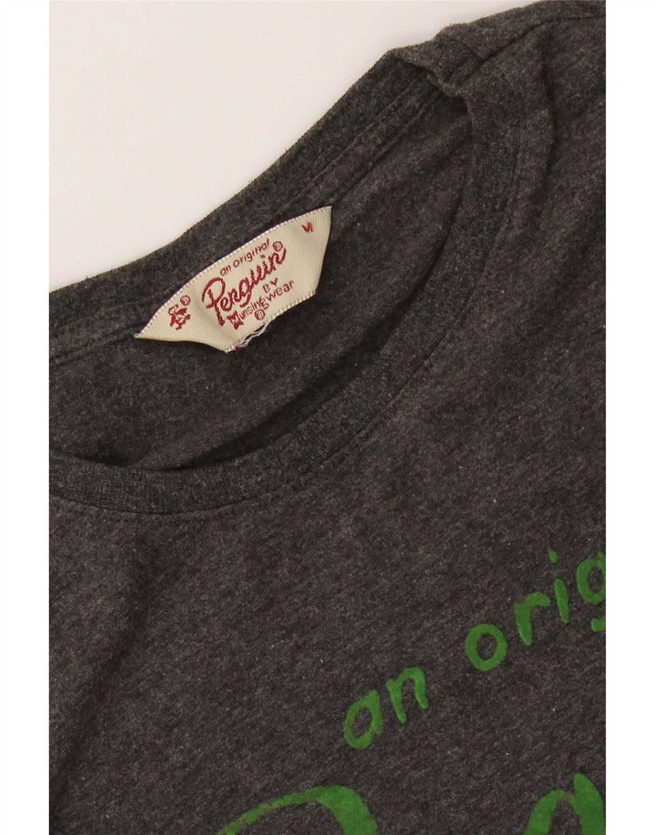 T-shirt grafica da uomo Penguin Top grigio medio