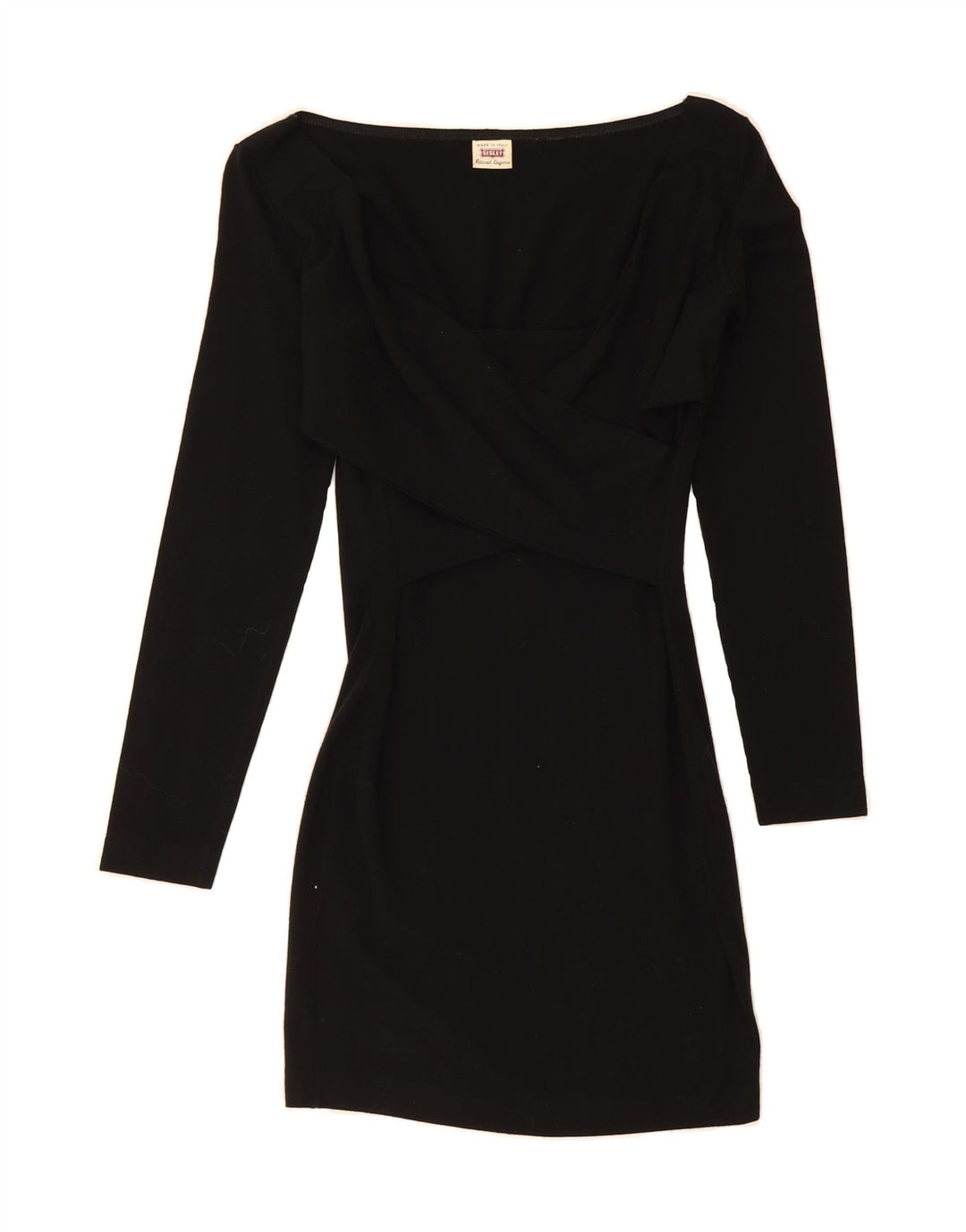 SISLEY Womens Long Sleeve Bodycon Dress UK 14 Medium Black Vintage Sisley and Second-Hand Sisley from Messina Hembry 