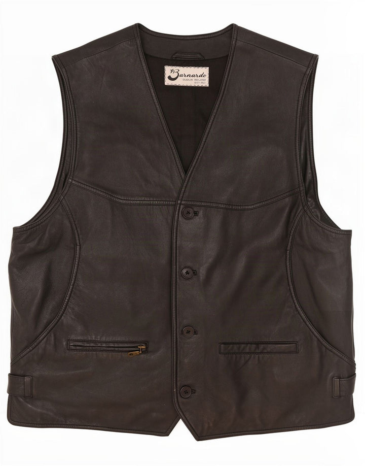 Gilet in pelle da uomo Barnardo medio nero