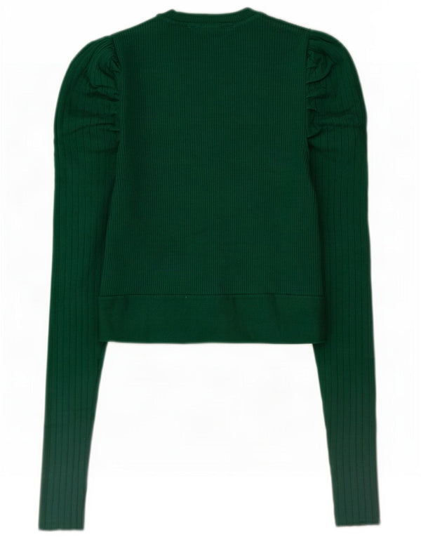 Top corto da donna Zara a maniche lunghe UK 8 Small verde viscosa