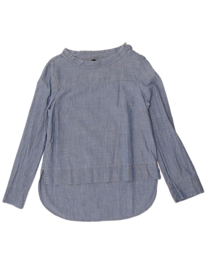 J. Crew Camicetta a maniche lunghe da donna Top US 6 Cotone blu medio
