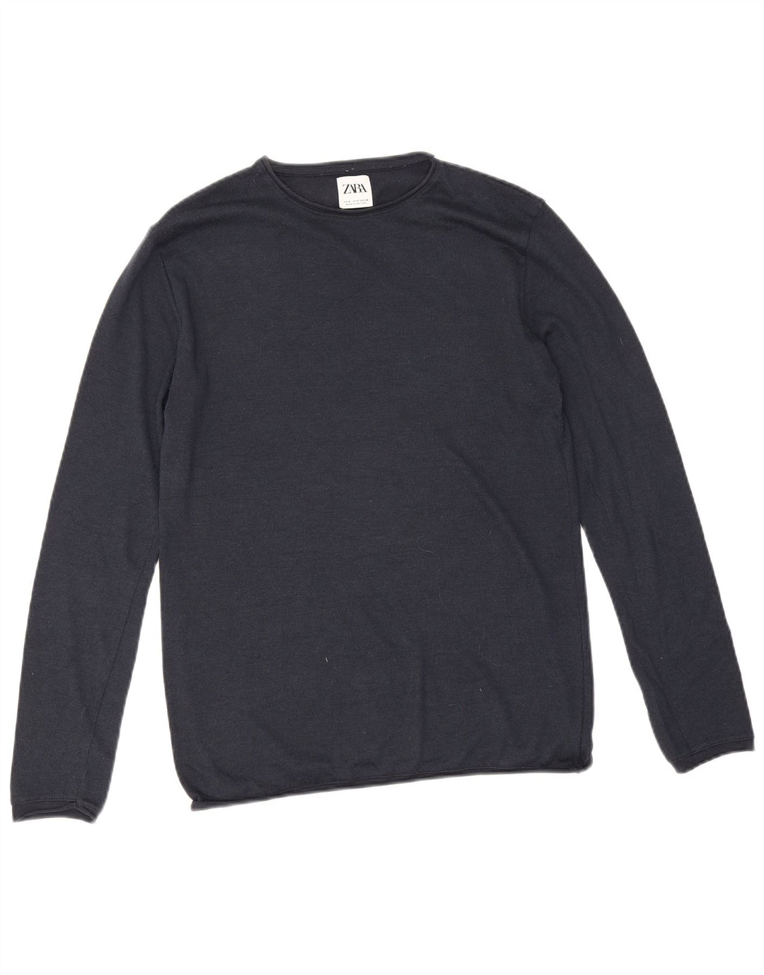 Maglione maglione girocollo da uomo Zara piccolo in cotone blu navy