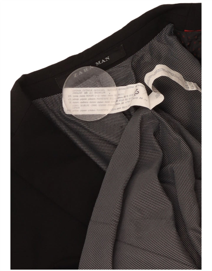 ZARA Giacca Blazer a 2 Bottoni da Uomo UK 34 XS Viscosa Nera
