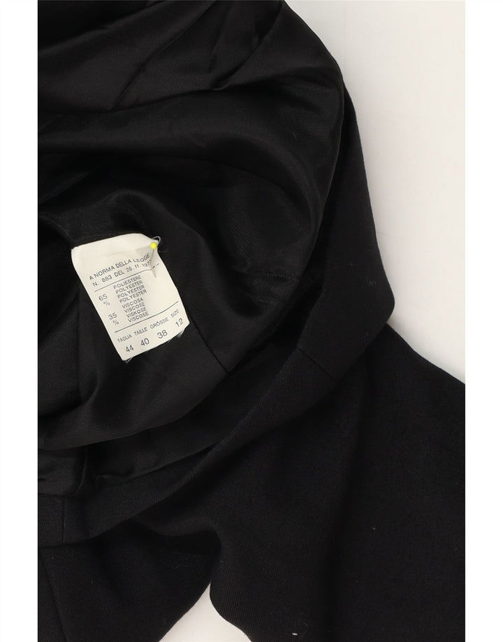 Giacca blazer vintage da donna a 2 bottoni UK 12 poliestere nero medio