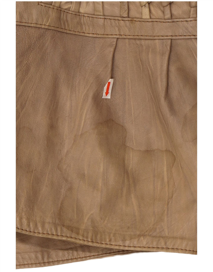 Giacca in pelle da donna vintage UK 14 Pelle beige media