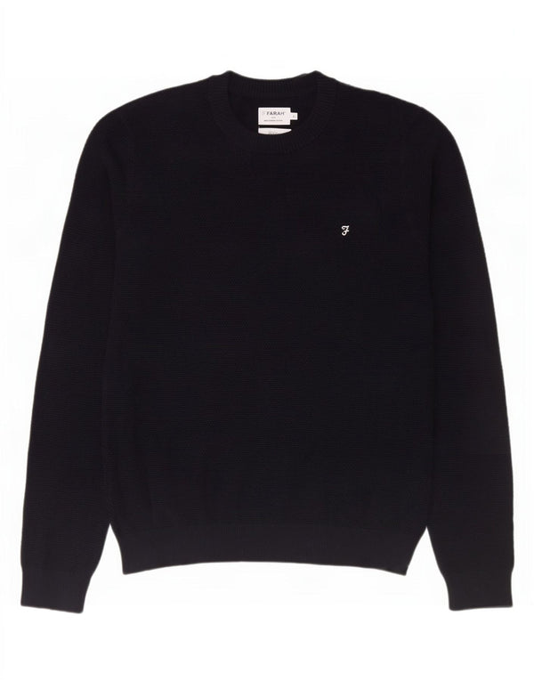 Maglione maglione girocollo da uomo Farah Modern Fit XL in cotone blu navy